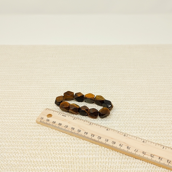 Brown-black natural stone bead handmade stretchy bracelet - Picture 5 of 5